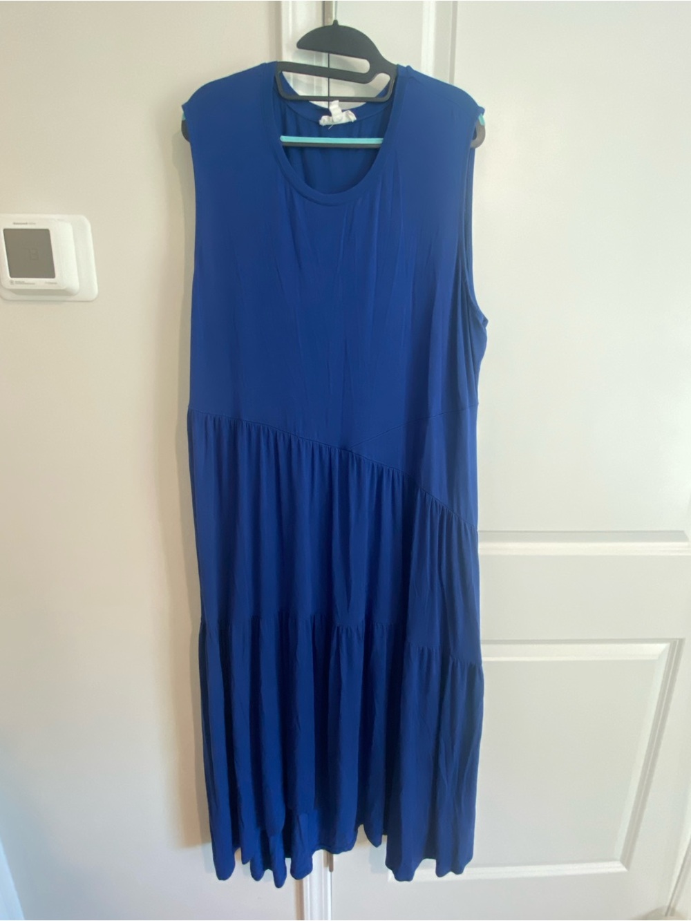 Rio & Rian Sleeveless Cobalt Blue Tiered Midi Dress